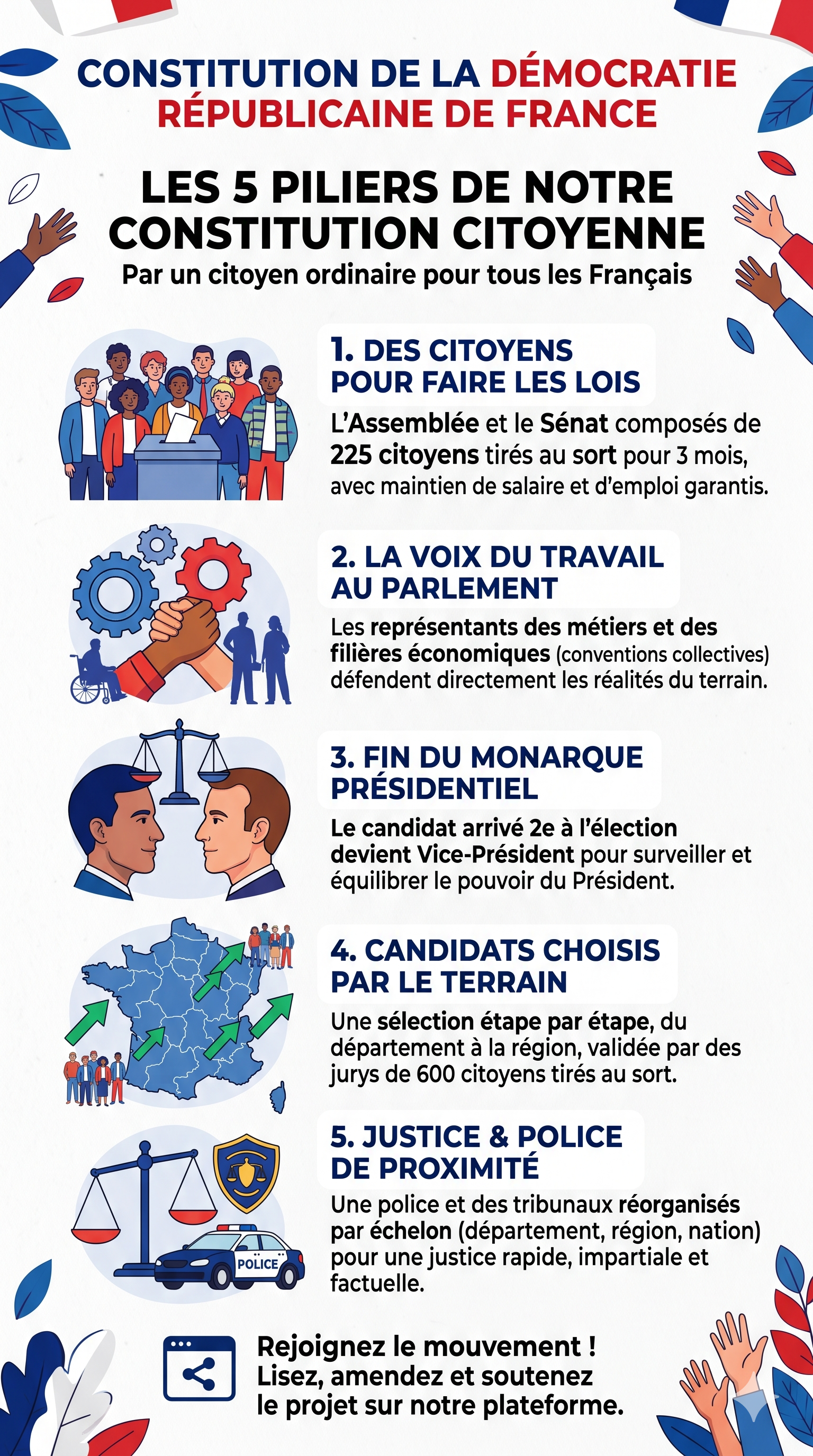 Infographie des 5 Piliers de la Constitution Citoyenne